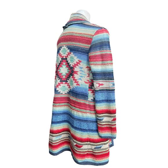 Polo Ralph Lauren Southwestern Open Cardigan Knit Sweater XS Aztec Linen Silk - Picture 7 of 10